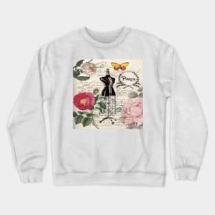 french country rose floral modern vintage dress mannequin paris fashion Crewneck Sweatshirt